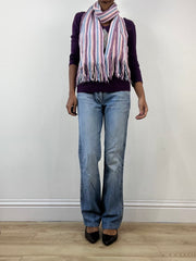 winter edit | purple and blue striped knit tassel scarf