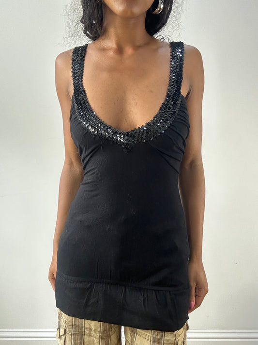 vintage edit: festival | small black sequin cami top