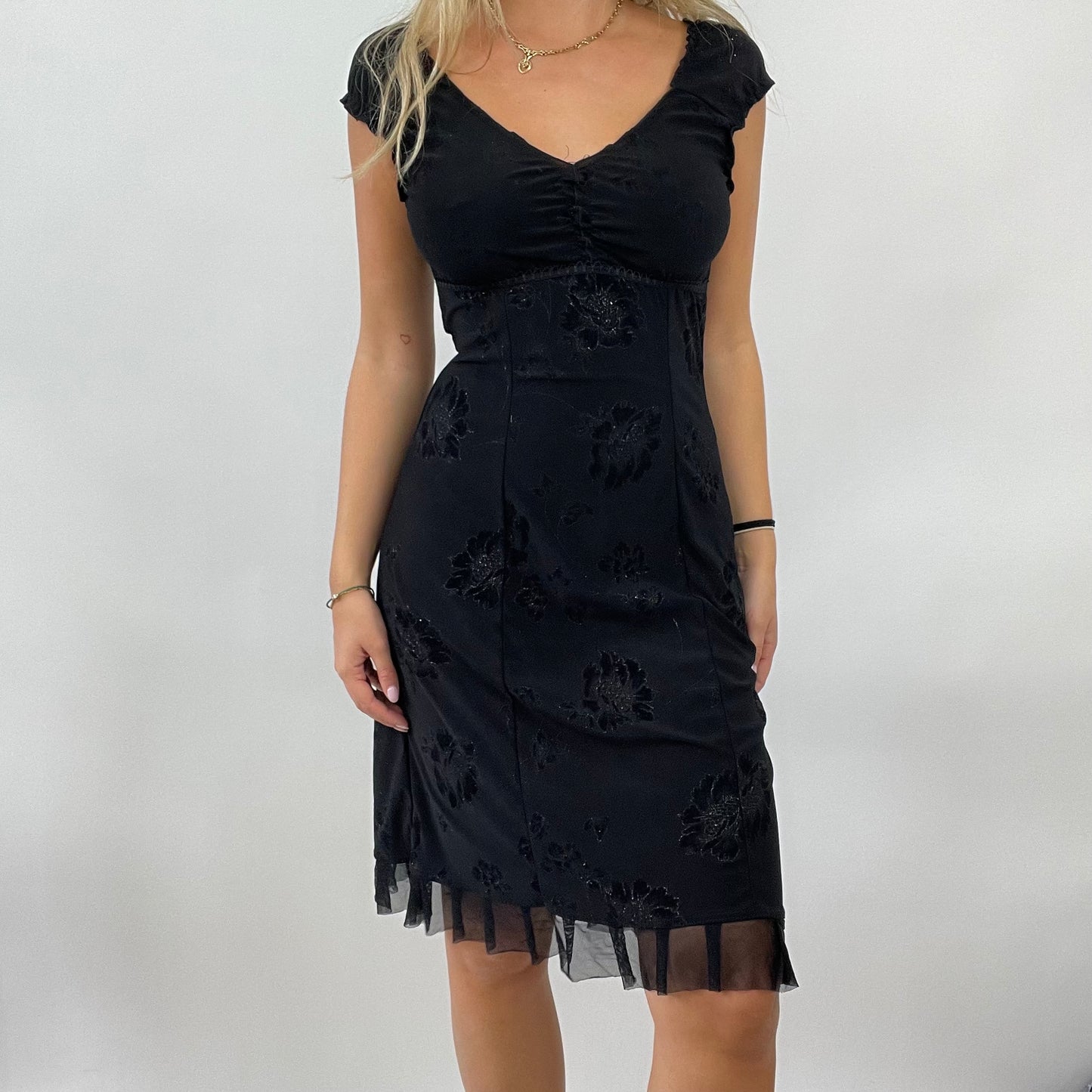 GRUNGE COQUETTE DROP | small black floral sparkly dress