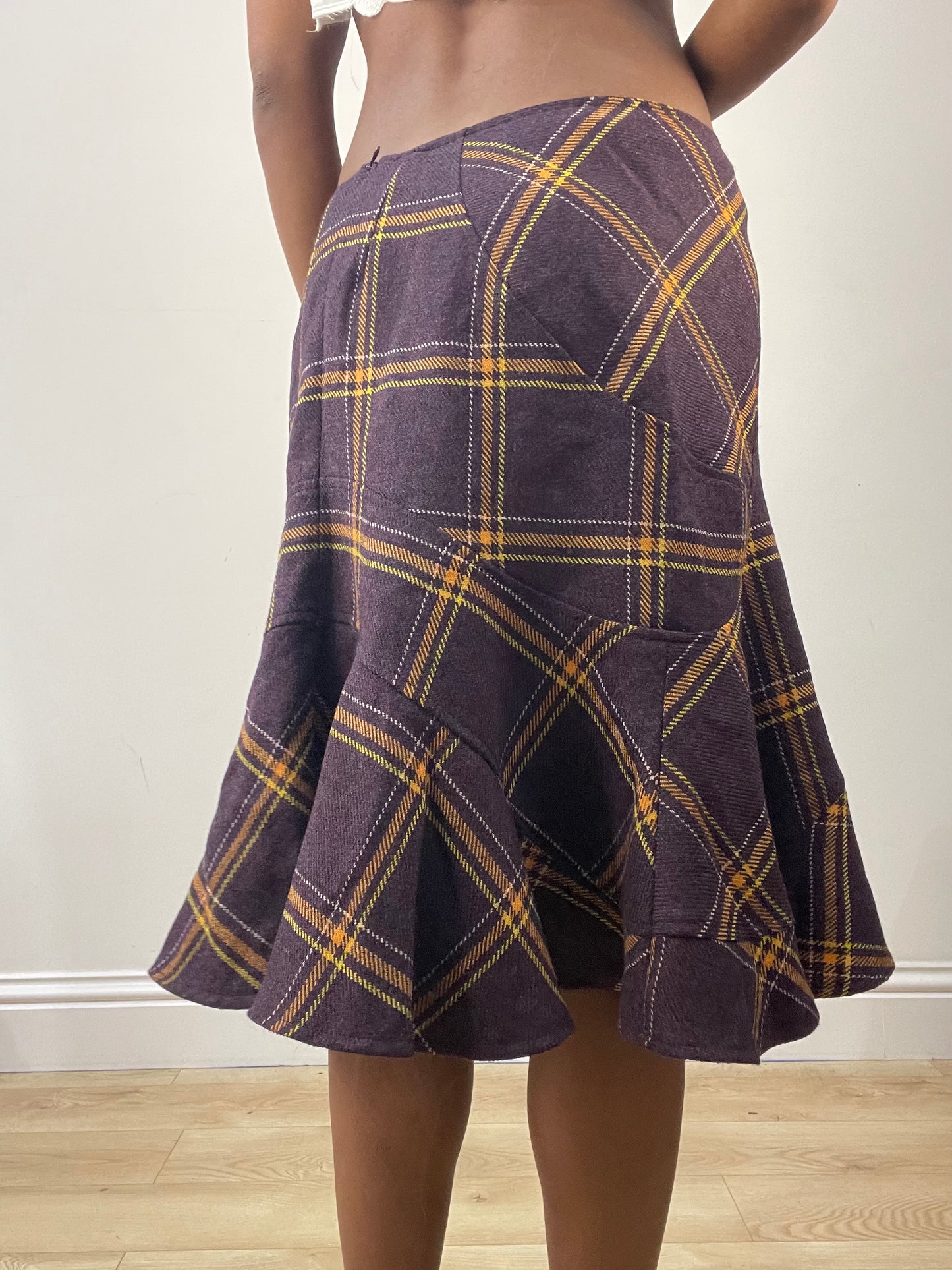 vintage edit: fashion week | small purple plaid fluted midi skirt