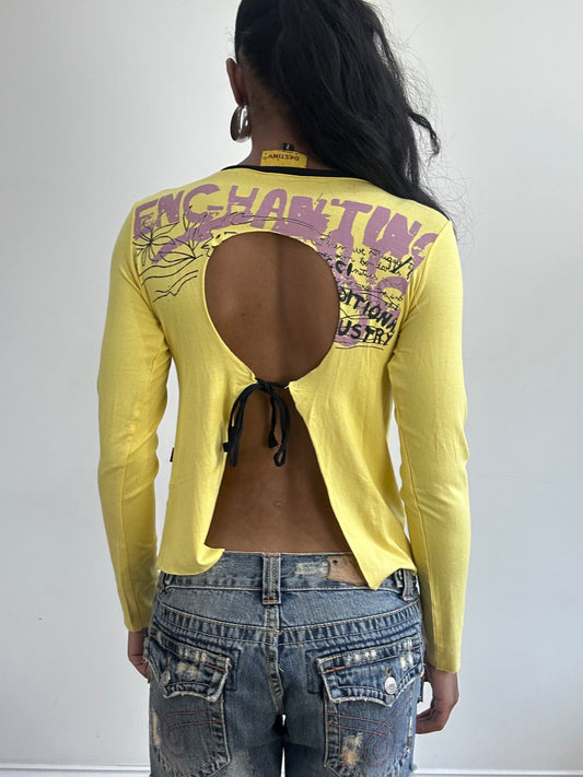 BEST PICKS | small yellow long sleeve top with cutout back detail