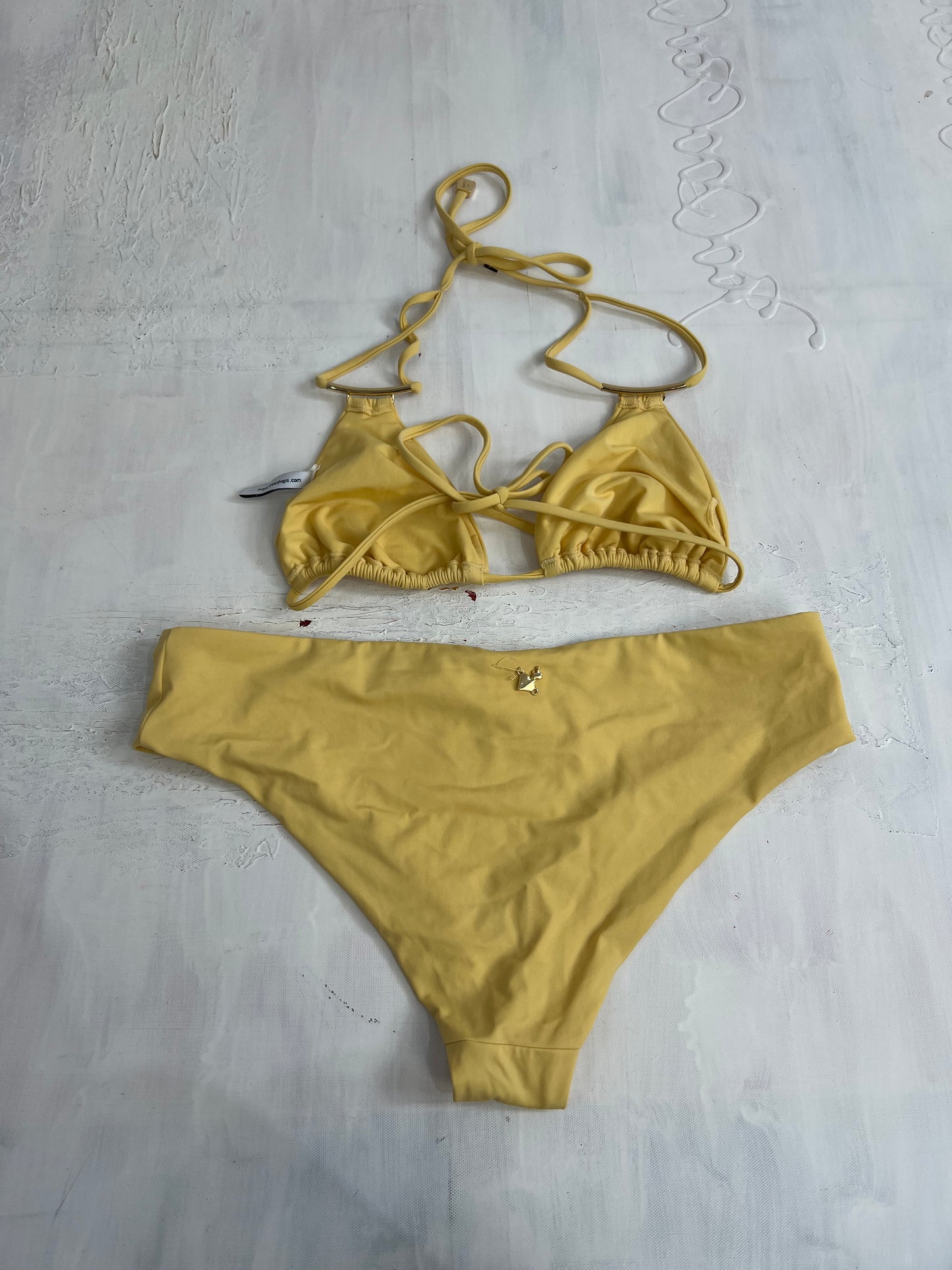 vintage edit thirty | medium yellow bikini set with double strap detail