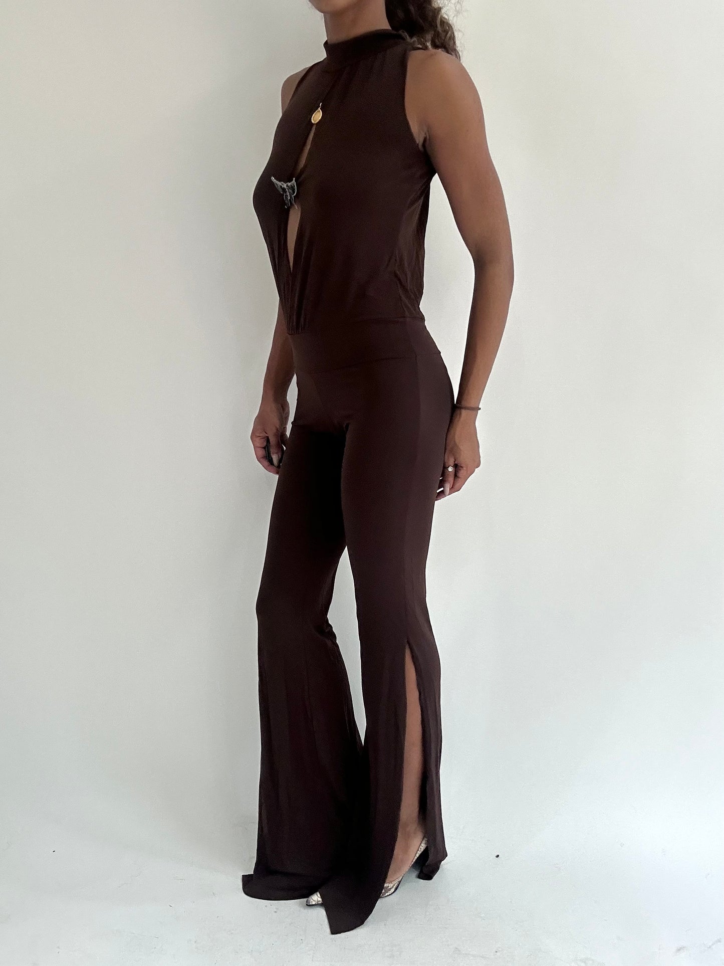 ‼️ | one size brown cutout jumpsuit