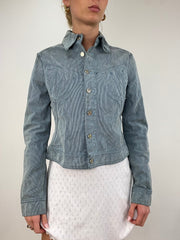 Vintage edit six | chaqueta de versace acanalada azul extra pequeño