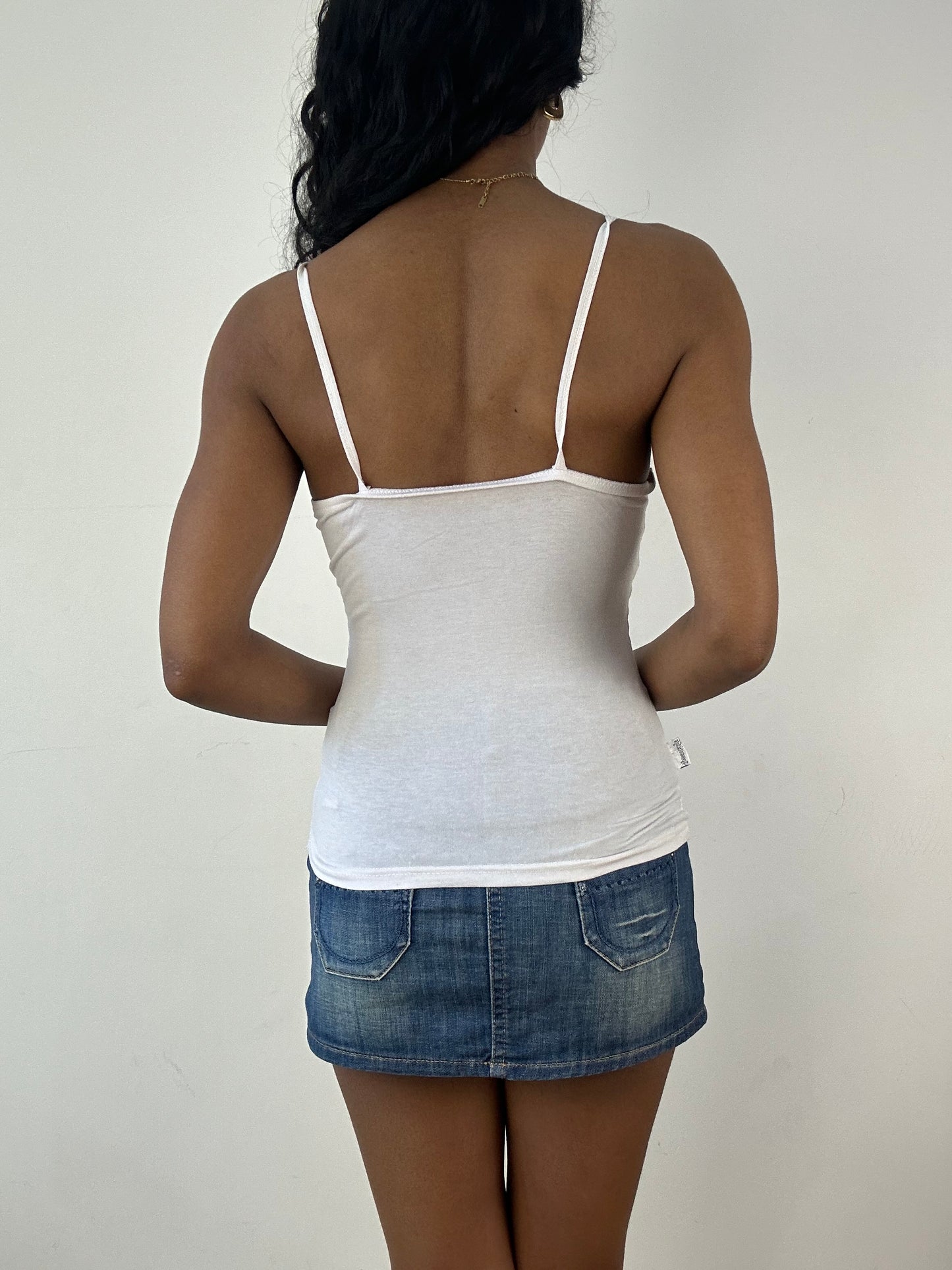 vintage edit: tops | small white cami top with pink buttons