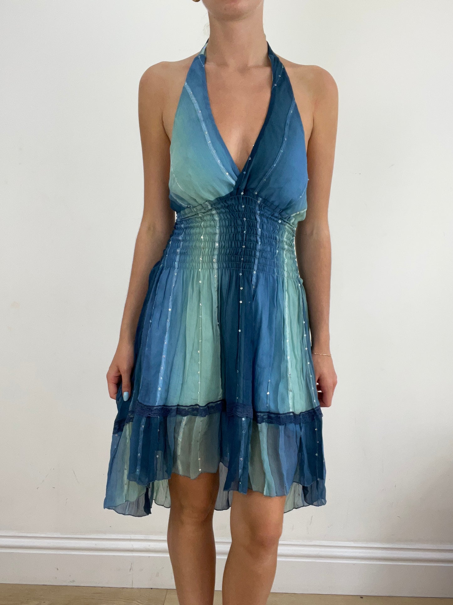 vintage edit twenty eight | small blue two tone halterneck dress