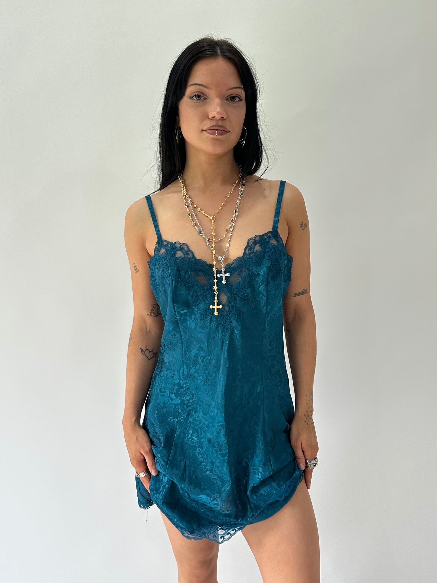sailor drop | medium blue victoria secret lace cami dress