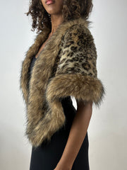 vintage edit thirty-four | small brown leopard print faux fur shawl