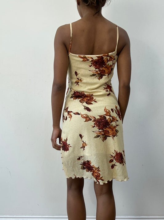 BEST PICKS | small/medium beige floral overlay mini dress