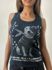 2016 edit | small black tank top with graphic dog print