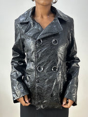vintage edit: halloween | medium black faux crocodile print jacket