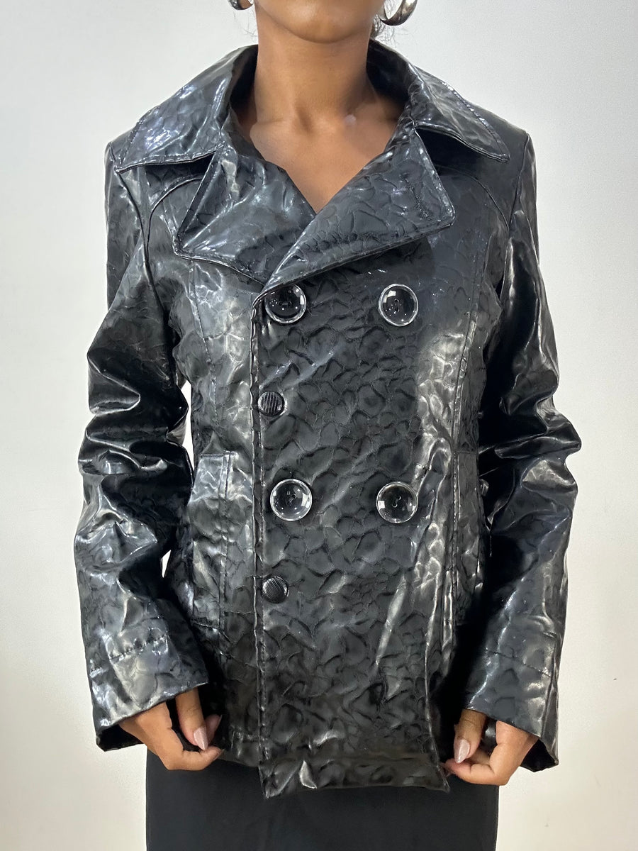 vintage edit: halloween | medium black faux crocodile print jacket