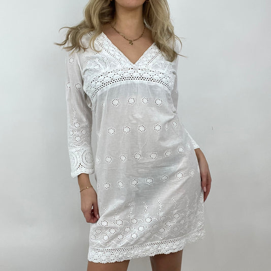 💻 COTTAGECORE DROP | small white broderie long sleeve dress