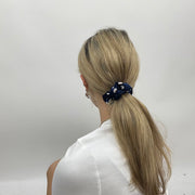 💻⭐️ | blue/white polka dot velvet scrunchie