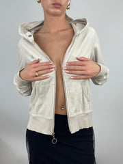 ADDISON RAE DROP | Cidade de beige velour hoodie