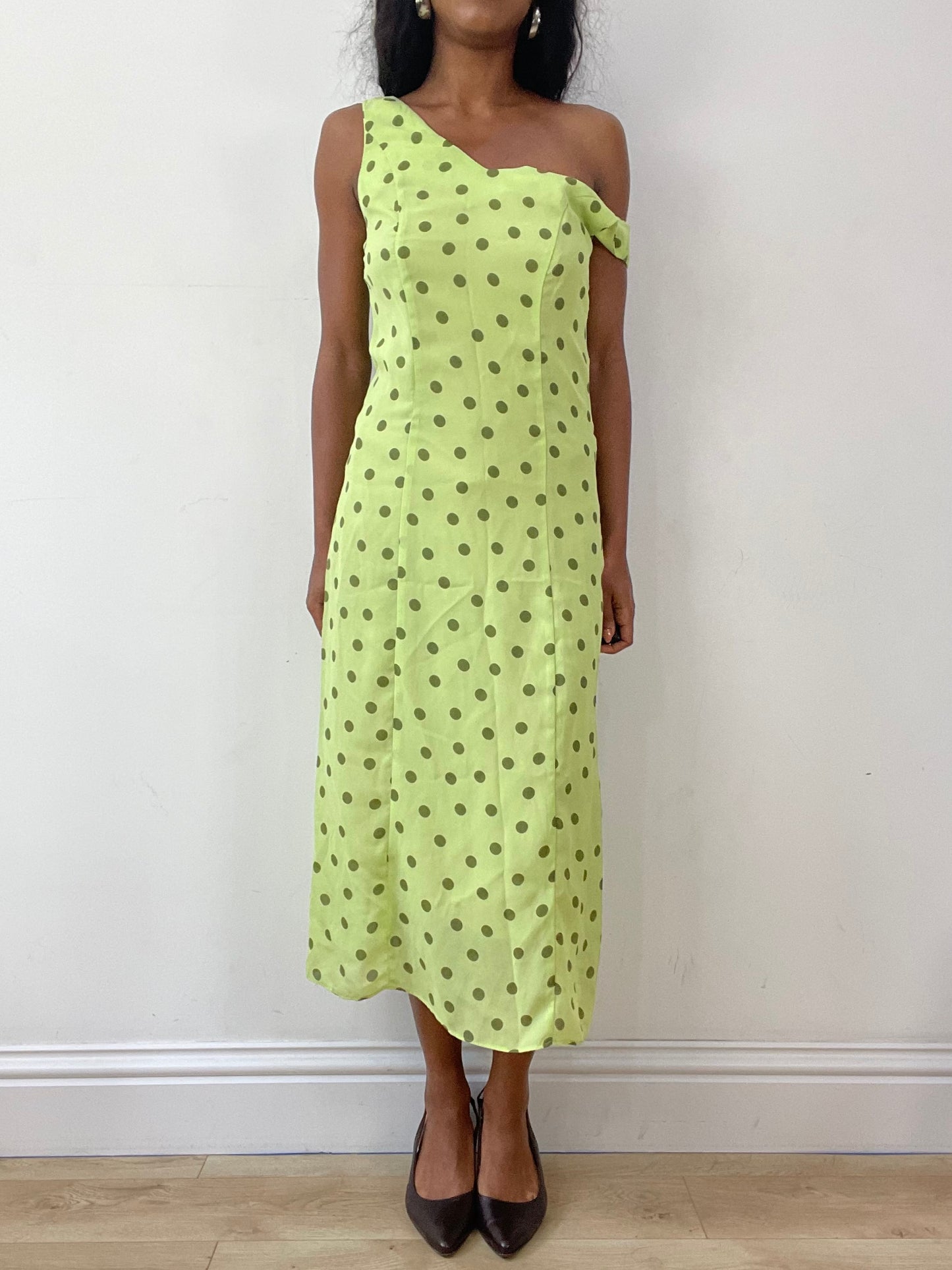🪡vintage edit twenty-five | medium green polka dot midi dress