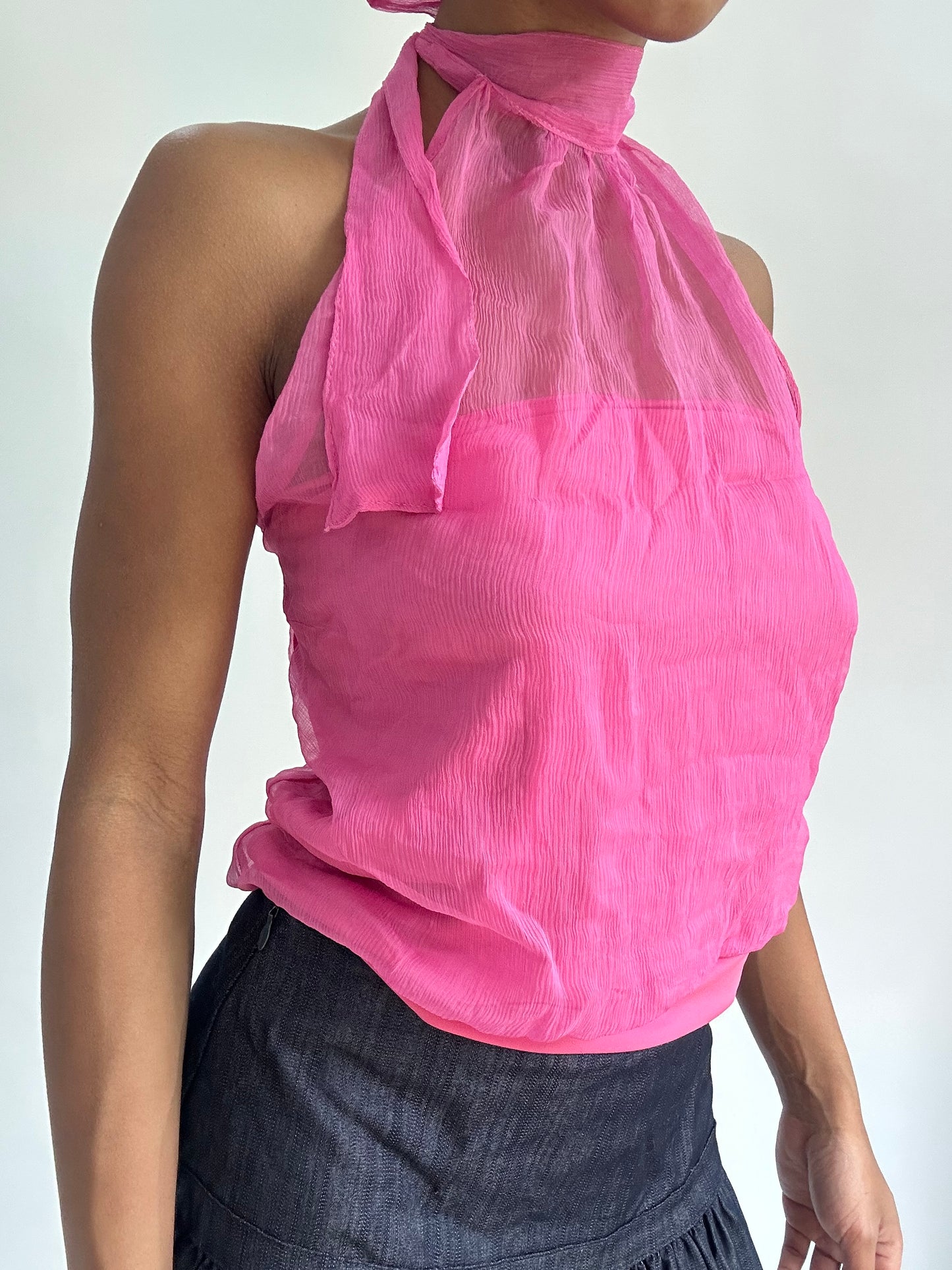 BEST PICKS | medium pink halterneck sheer top