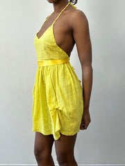 selección destacada | Mini vestido de cuello alto amarillo extra pequeño