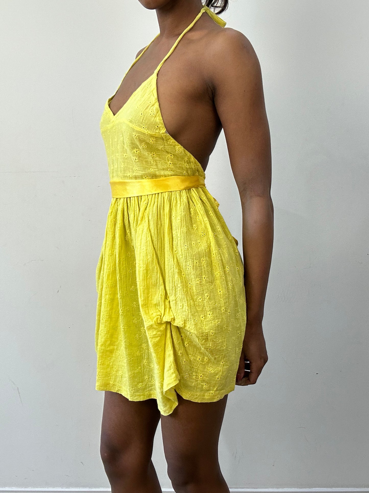 BEST PICKS | extra small yellow halterneck mini dress
