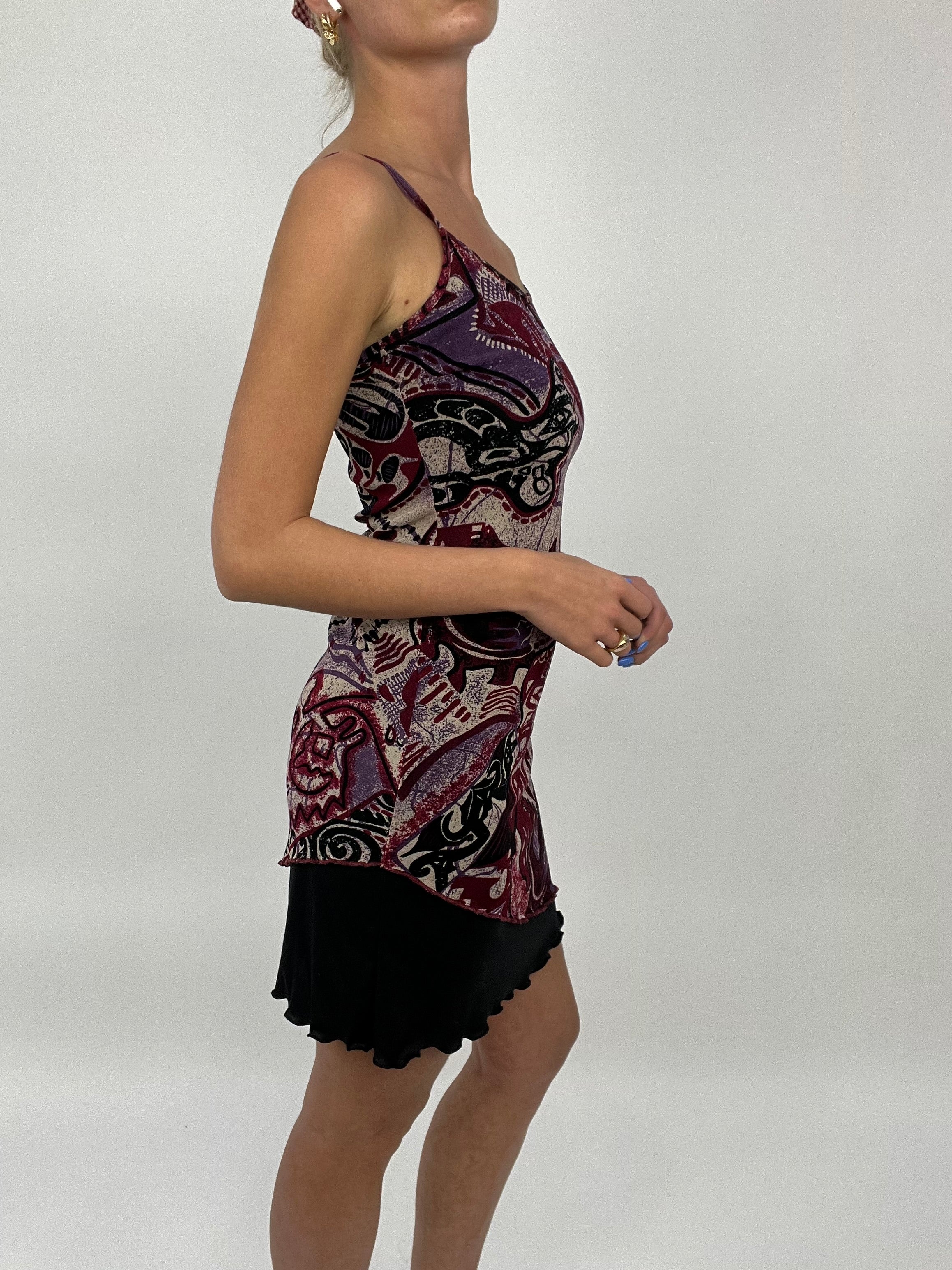 COCONUT GIRL DROP small black dress with abstract pattern mesh overlay