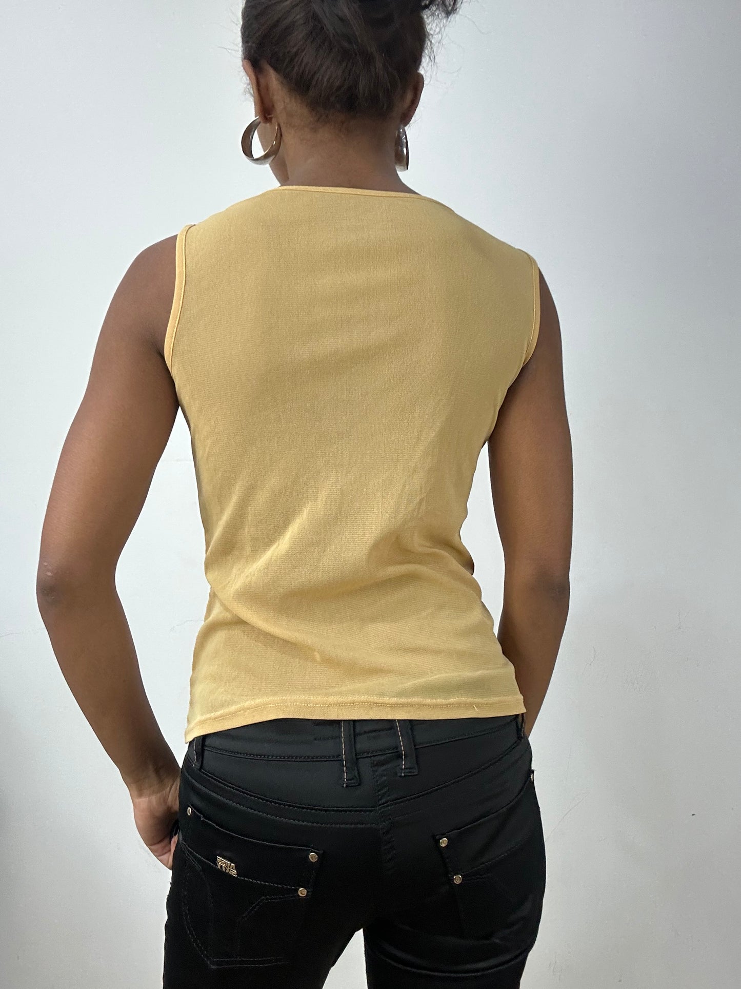 vintage edit: halloween | small gold tank top with beading details
