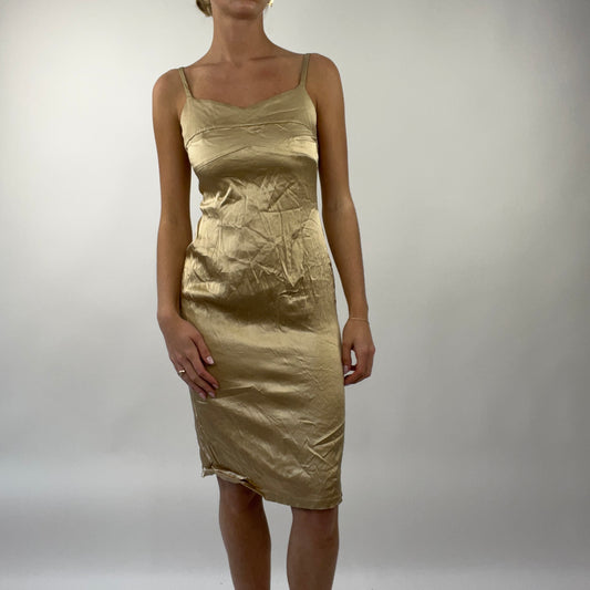 💻PROM SEASON DROP | size 10 petite gold satiny dress