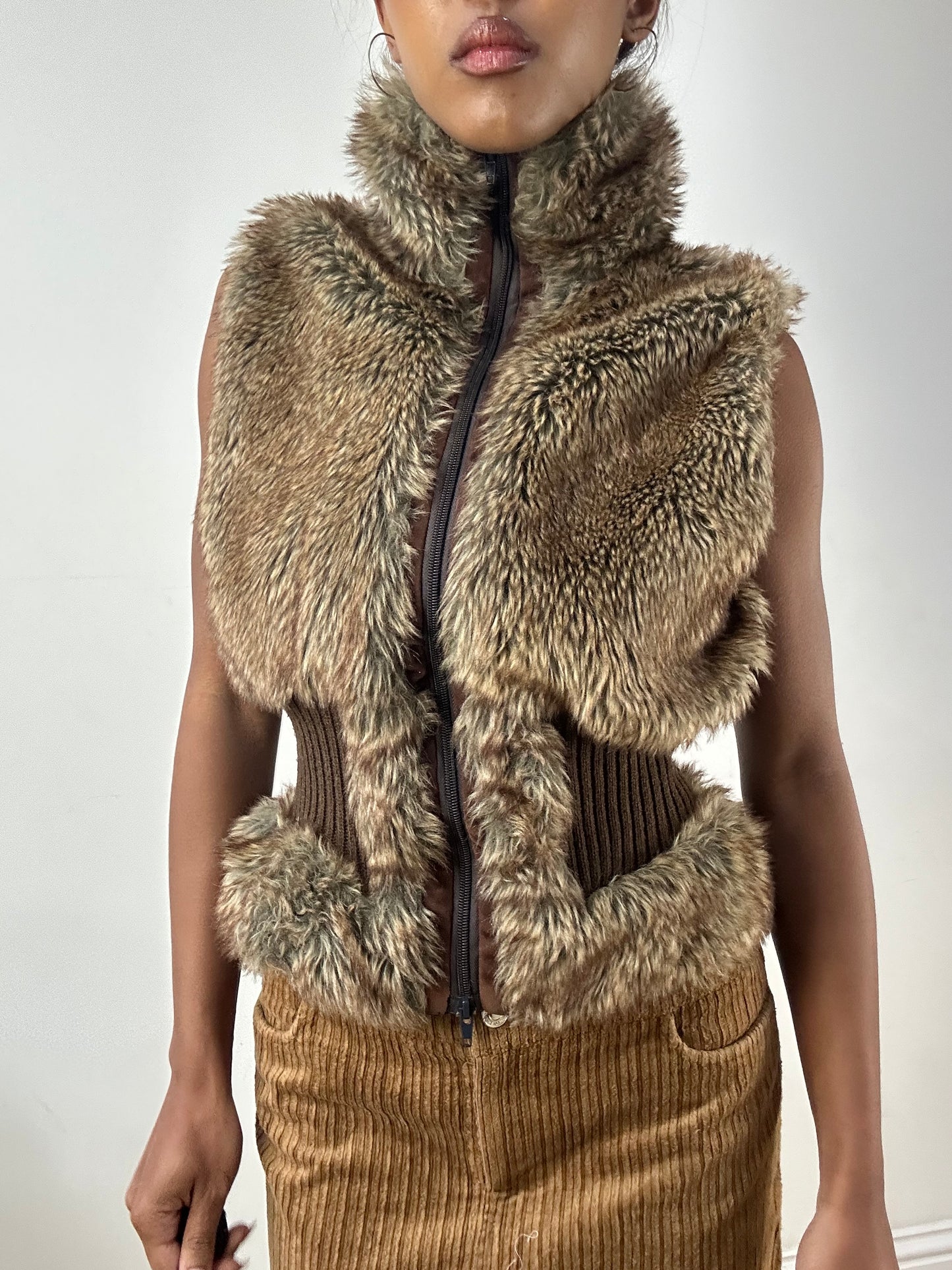 BEST PICKS | medium brown faux fur gilet jacket