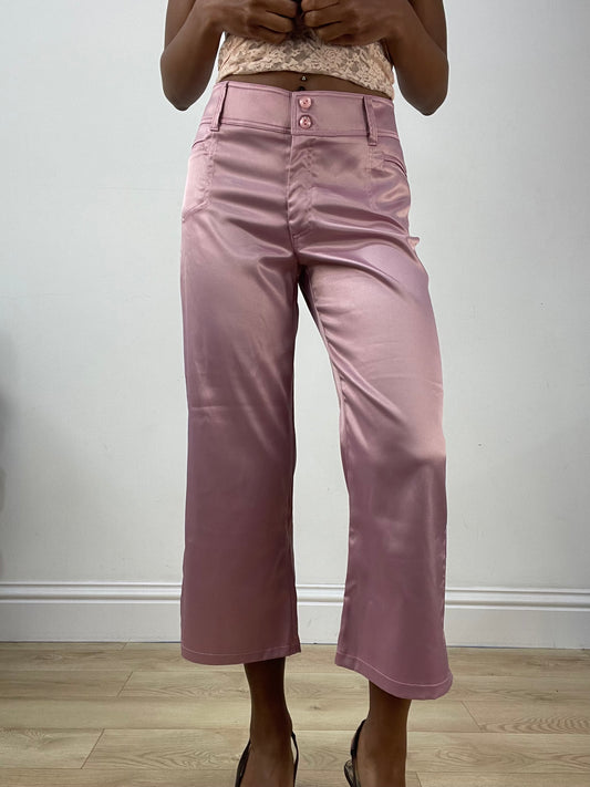 vintage edit: halloween | medium pink satin style cropped trousers