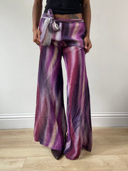 vintage edit: festival | medium purple and white flowy trousers with tie up waist