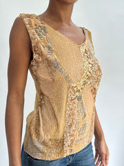 Top-Auswahl | Mittelgroßes Gold-Perlen-Tanktop