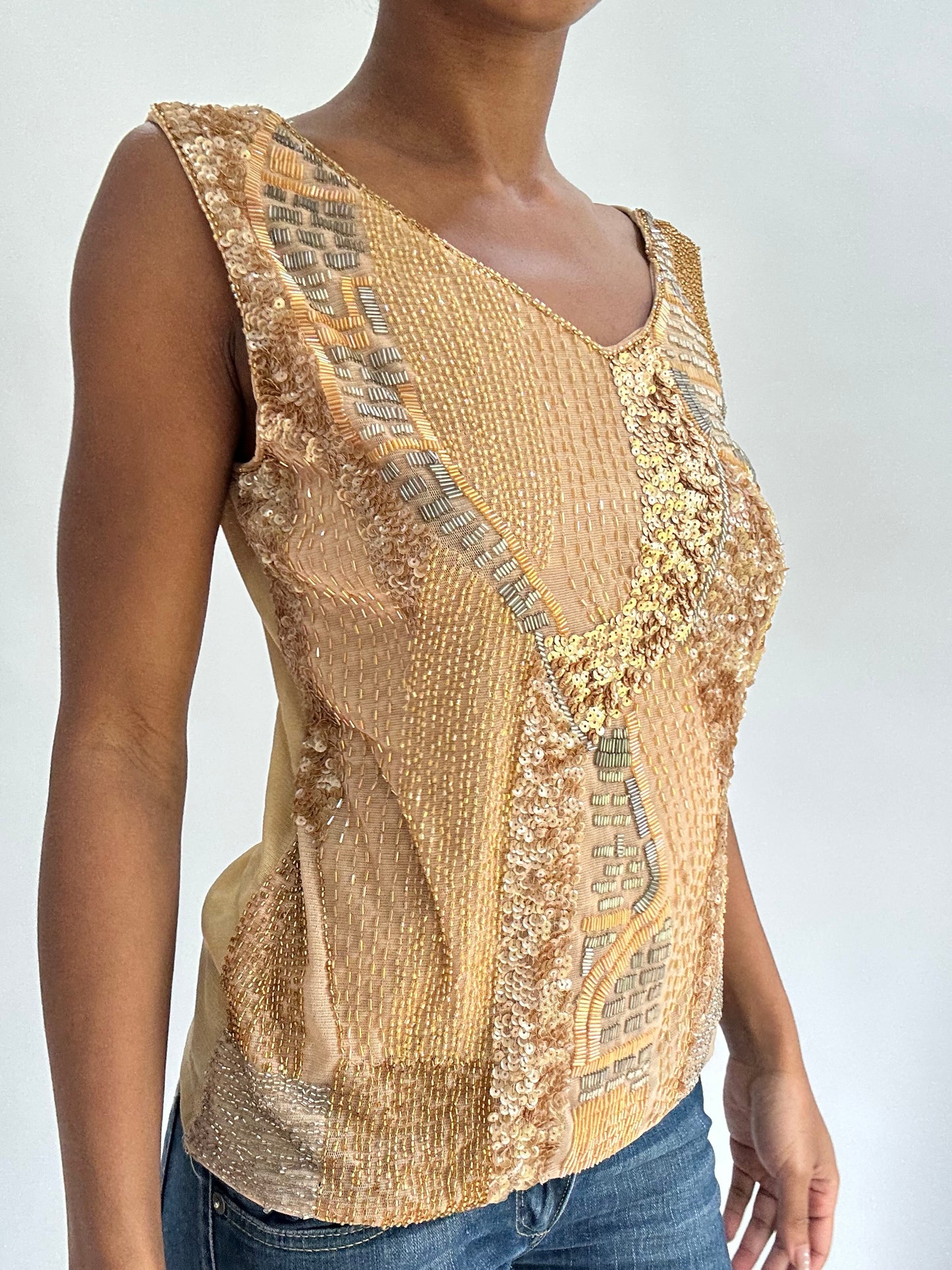 BEST PICKS | medium gold beaded tank top
