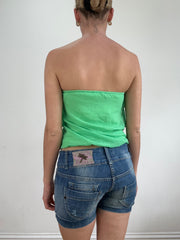 💻‼️ green mesh frilly bandeau top