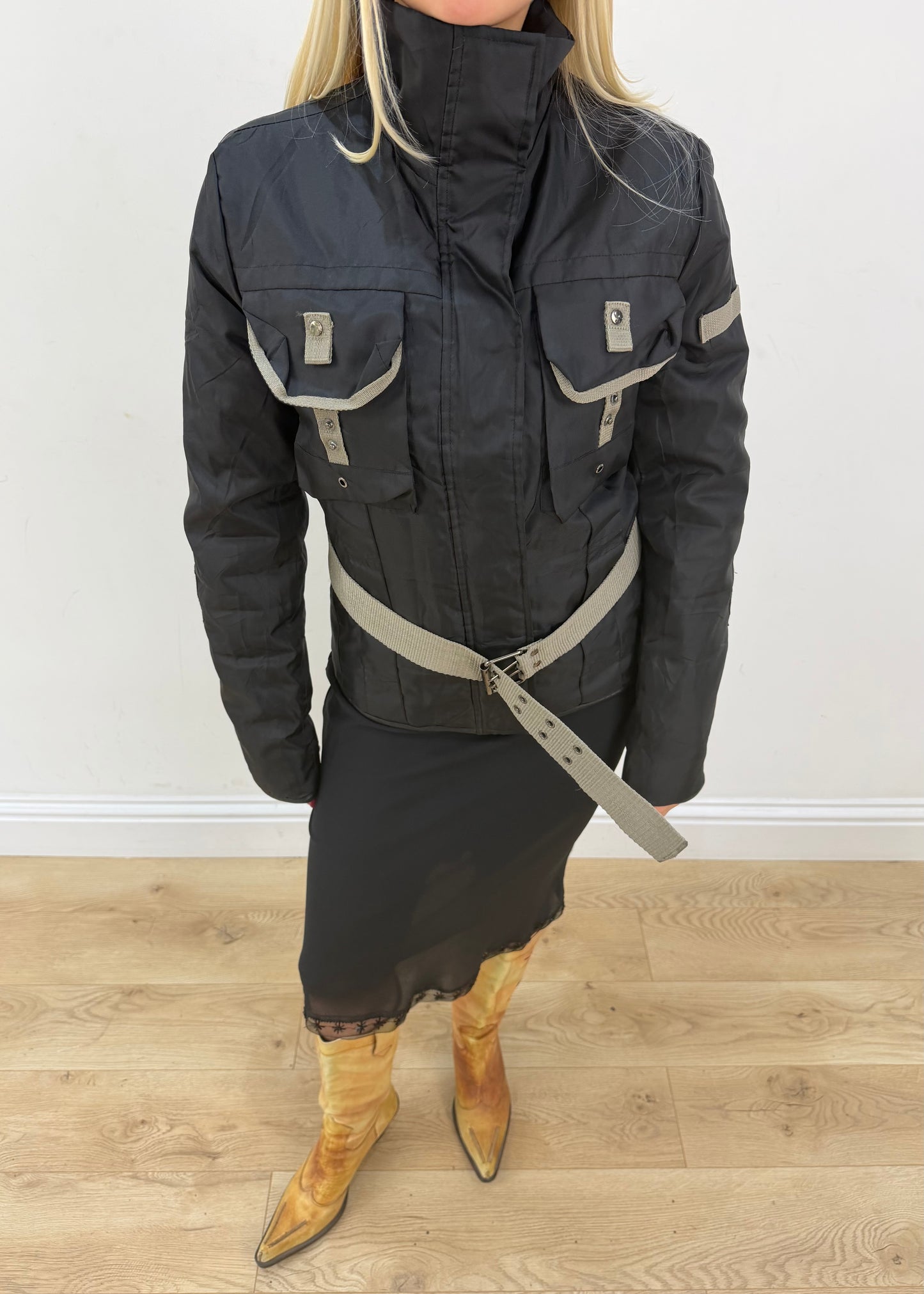 small black utility jacket