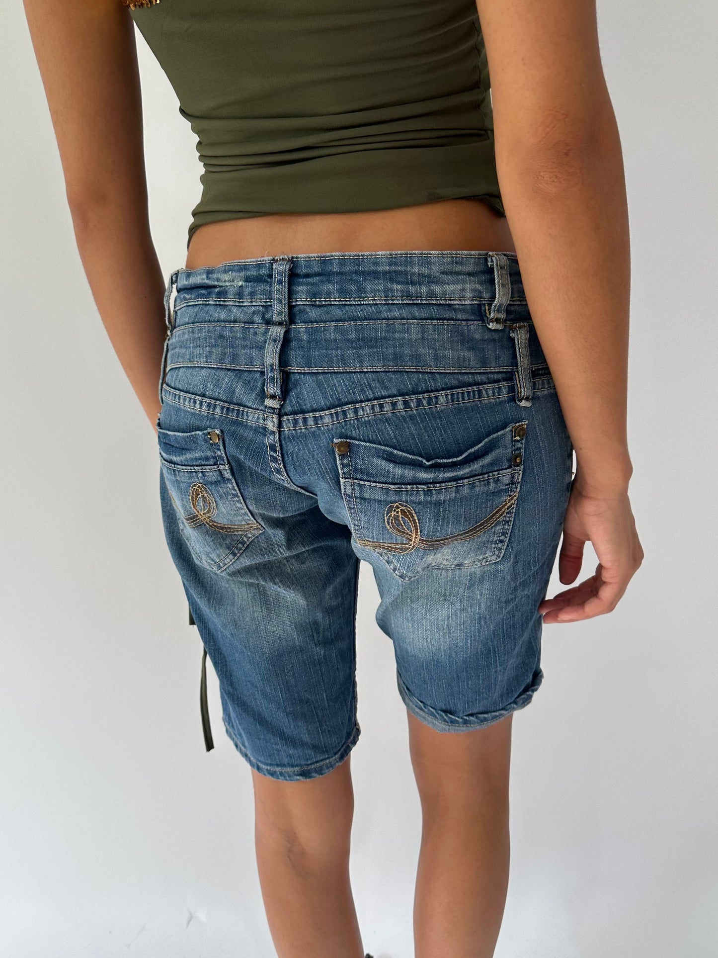 festival drop | medium blue clockhouse denim long shorts