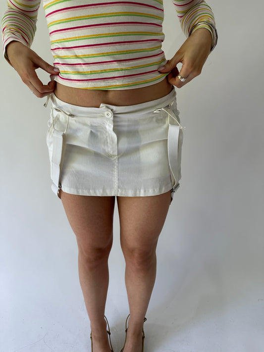 sailor drop | small white suspender mini skirt