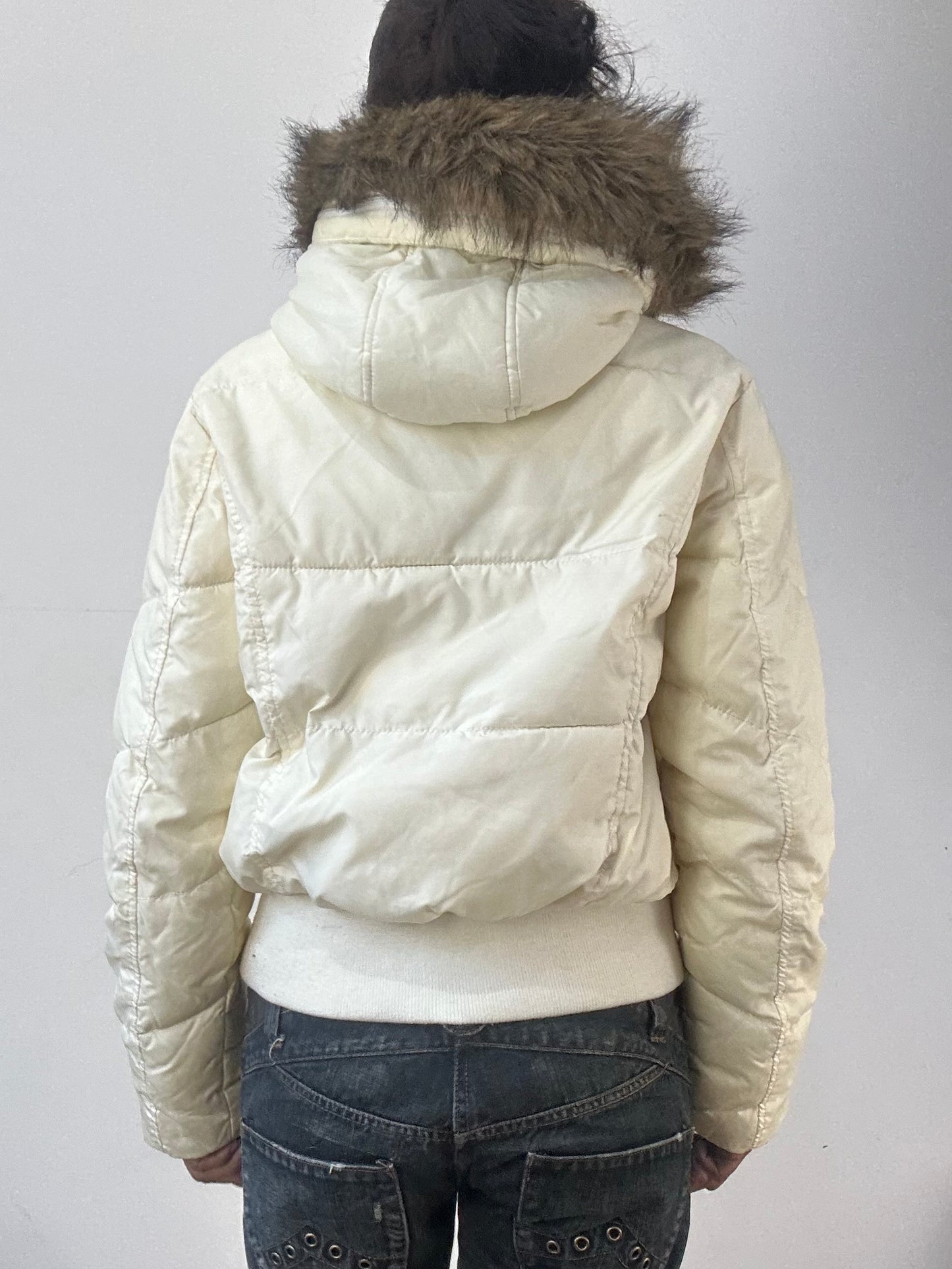 AUTUMN EDIT | small cream baby phat puffer jacket with gold button detail