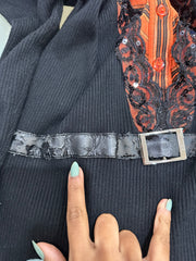 vintage edit: office siren | Pequeno botão preto e laranja para cima vestido feminino