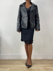 vintage edit: halloween | medium black faux crocodile print jacket