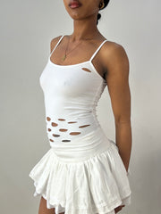 💻‼️ small white cami top with cutout detail