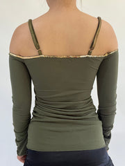 ‼️ | small green long sleeve ruched details top