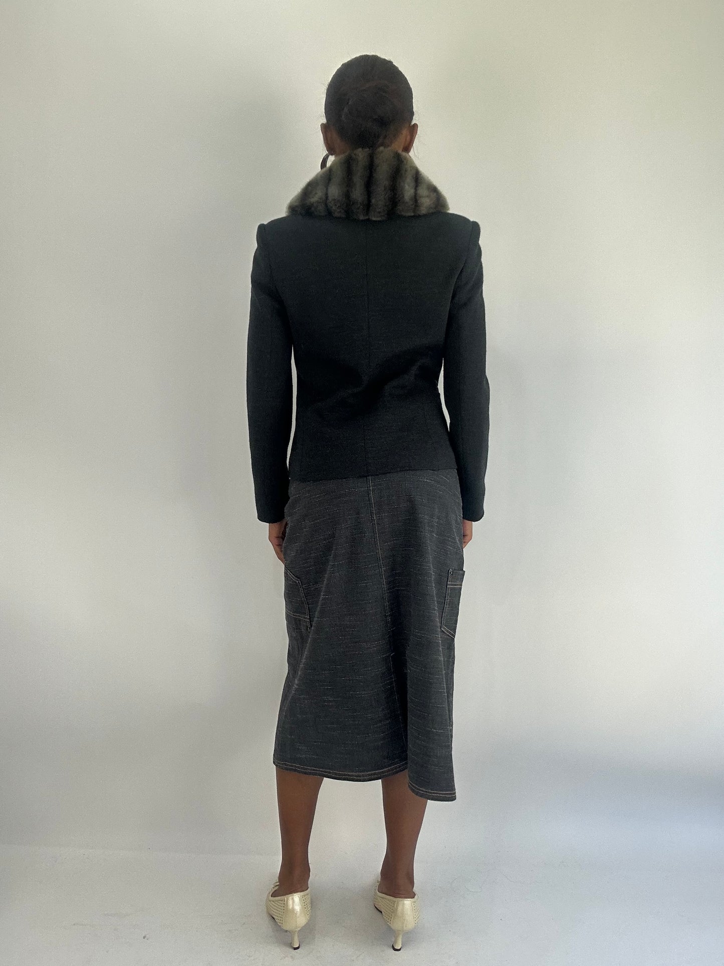 AUTUMN FAVOURITES | small grey blazer jacket with faux fur collar