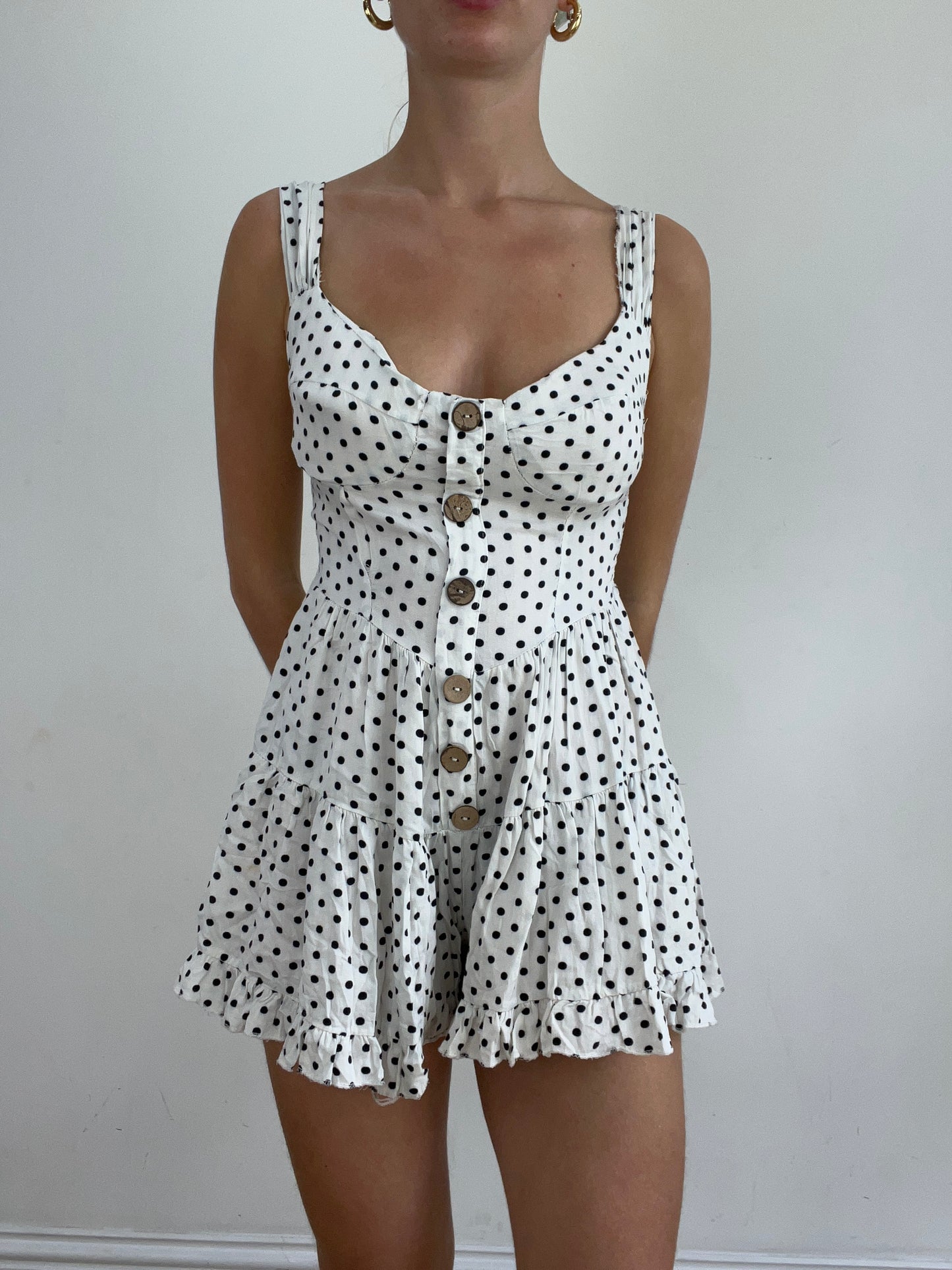 vintage edit twenty eight | small white button down dress with polka dot print