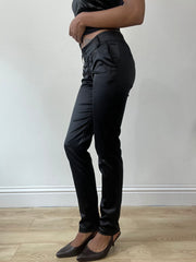 💚vintage edit treinta y uno | pequeños pantalones de pierna recta de estilo satinado negro