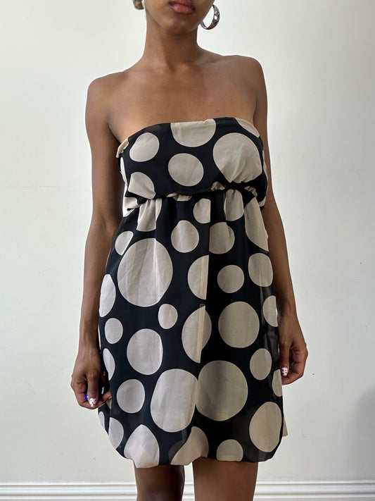 vintage edit twenty-seven | medium black and white bandeau polka dot dress top