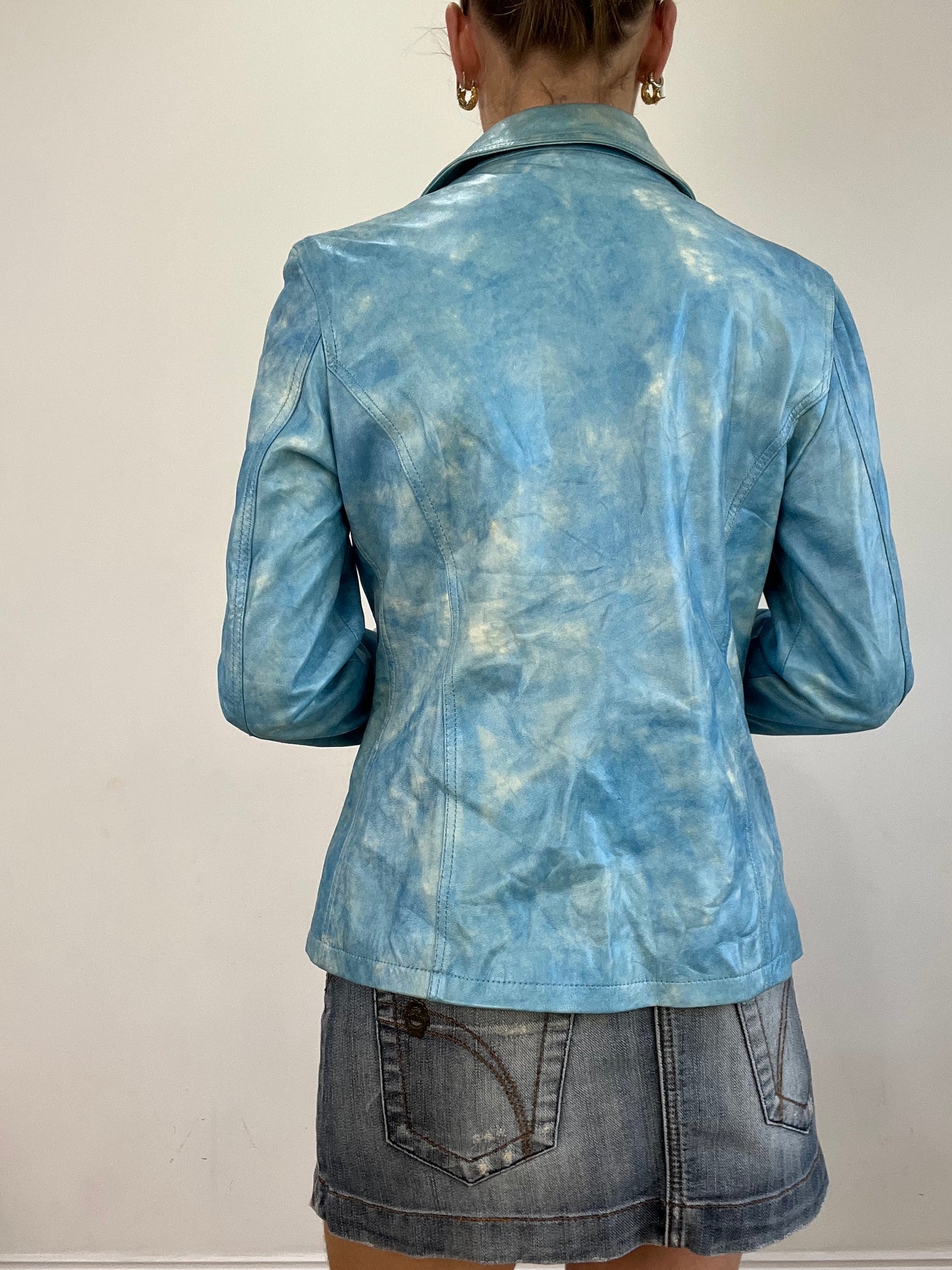 vintage edit twenty | small blue and white faux leather jacket