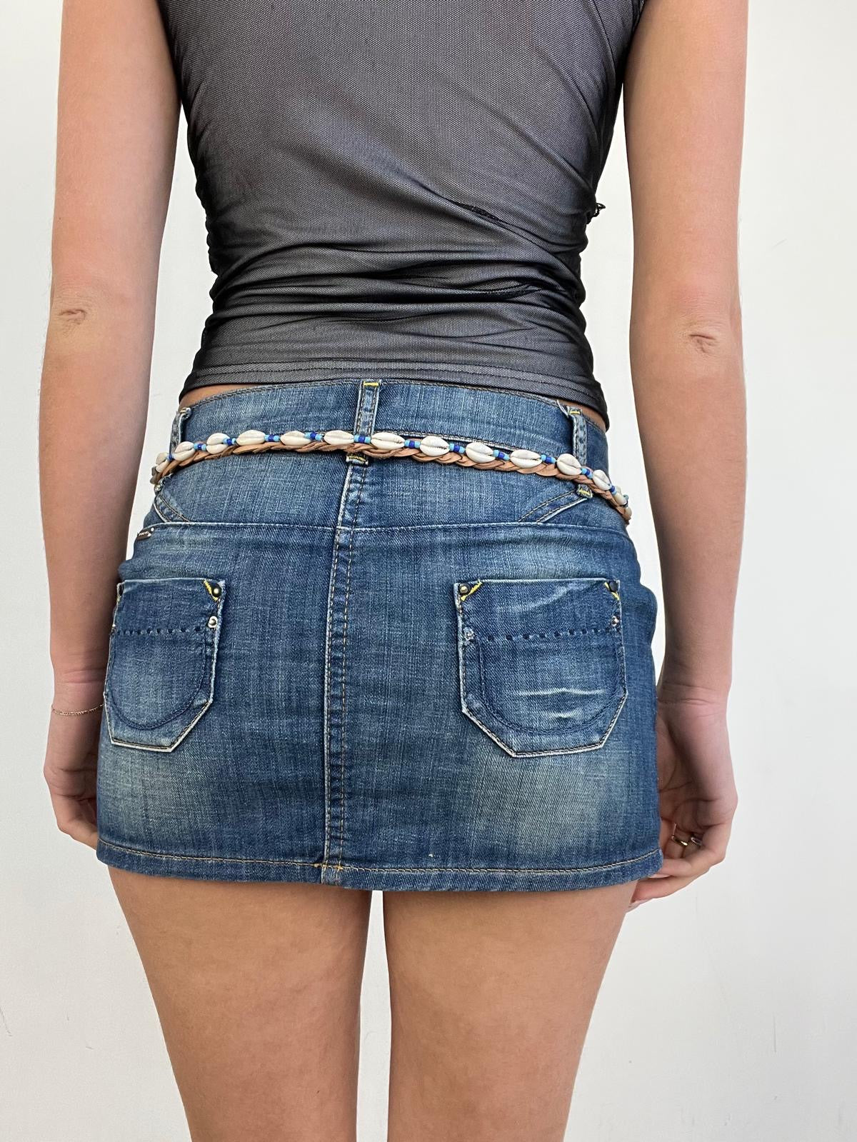 🐚 brown shell belt with blue beading