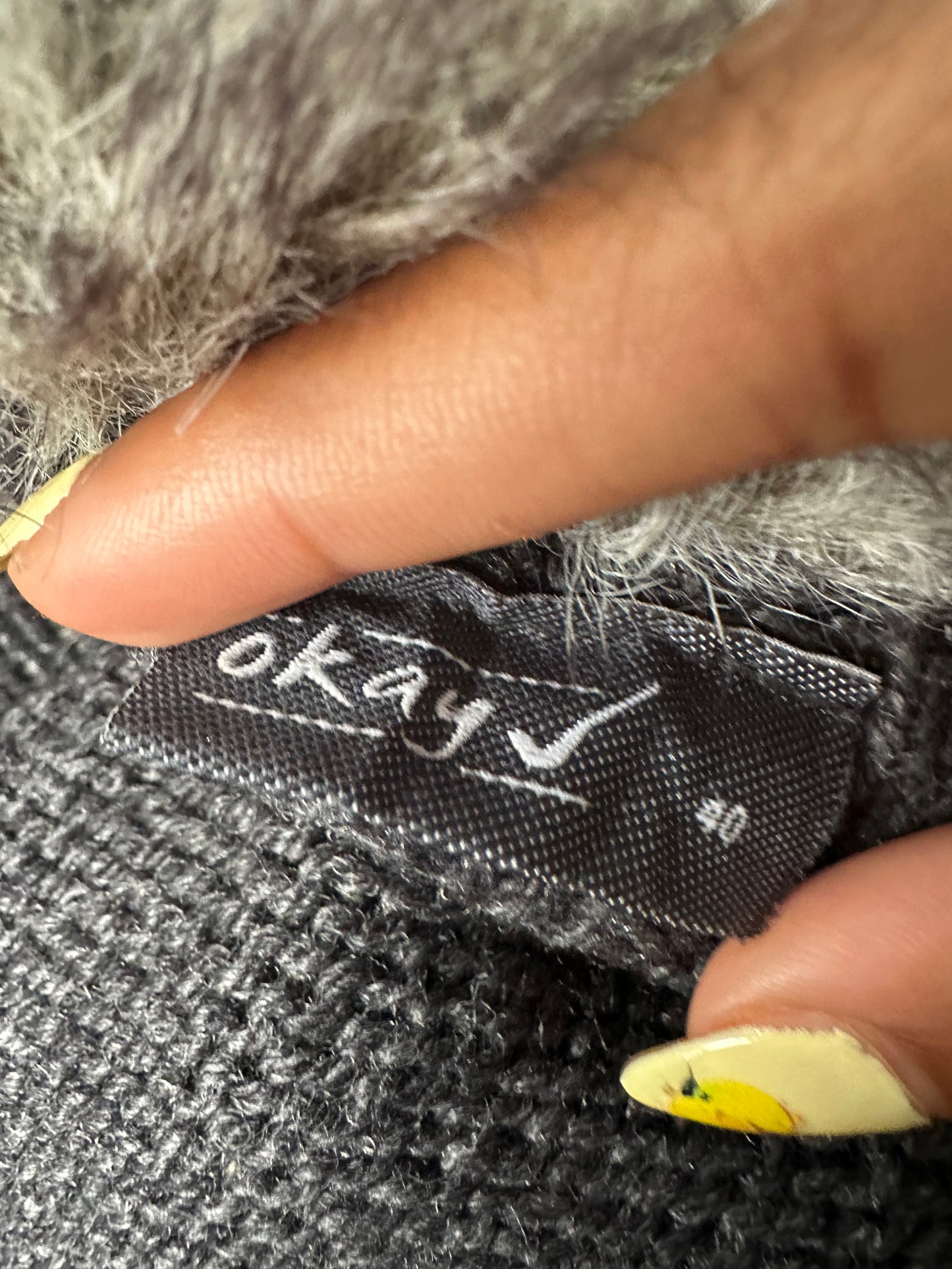 vintage edit thirty-two | small grey knit tie up gilet with faux fur detail