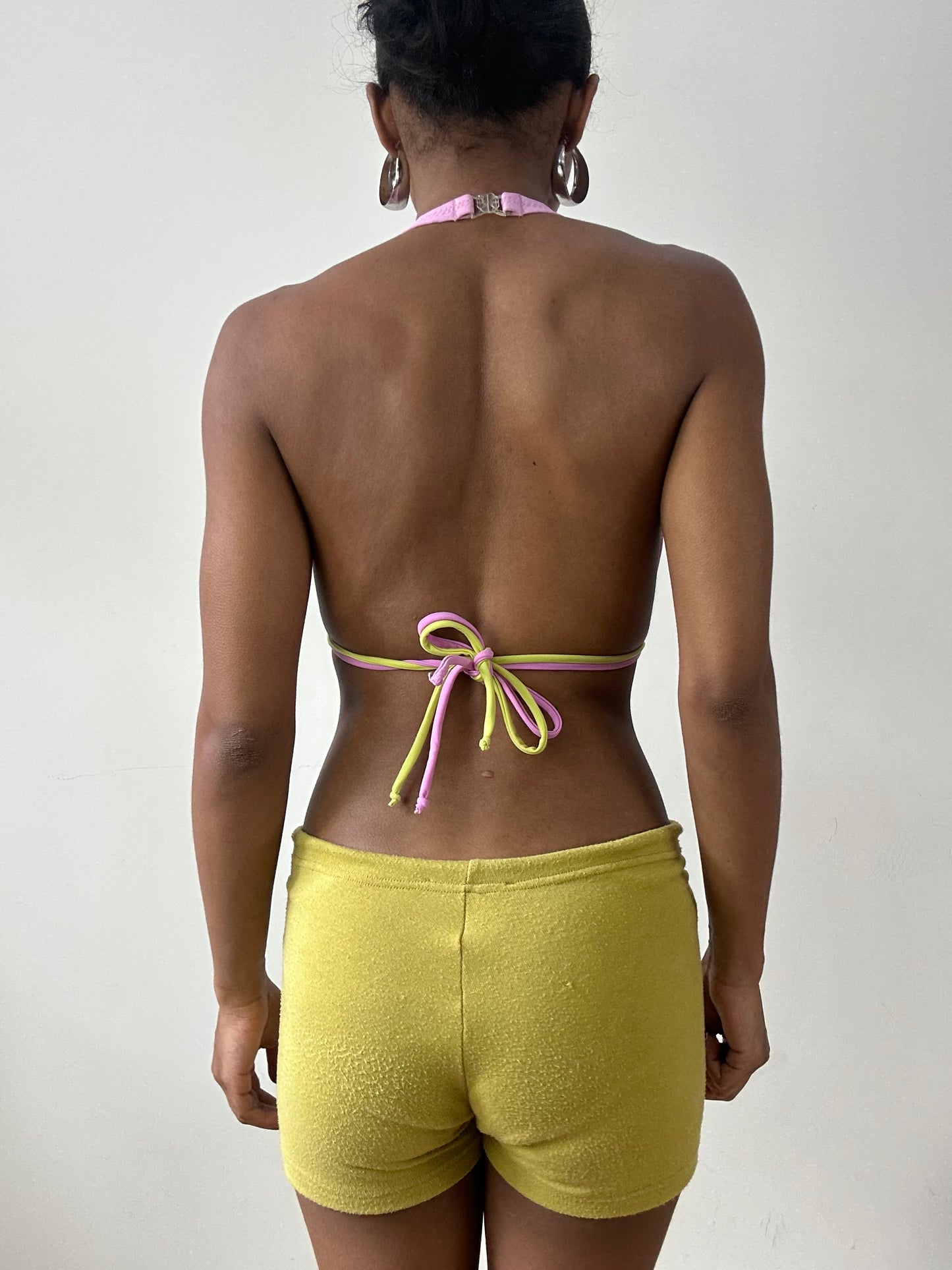 vintage edit twenty-nine | medium pink bikini set with green floral print