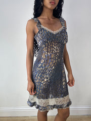 💻💚vintage edit twenty-three | small blue liu jo silk mini dress with lace detail