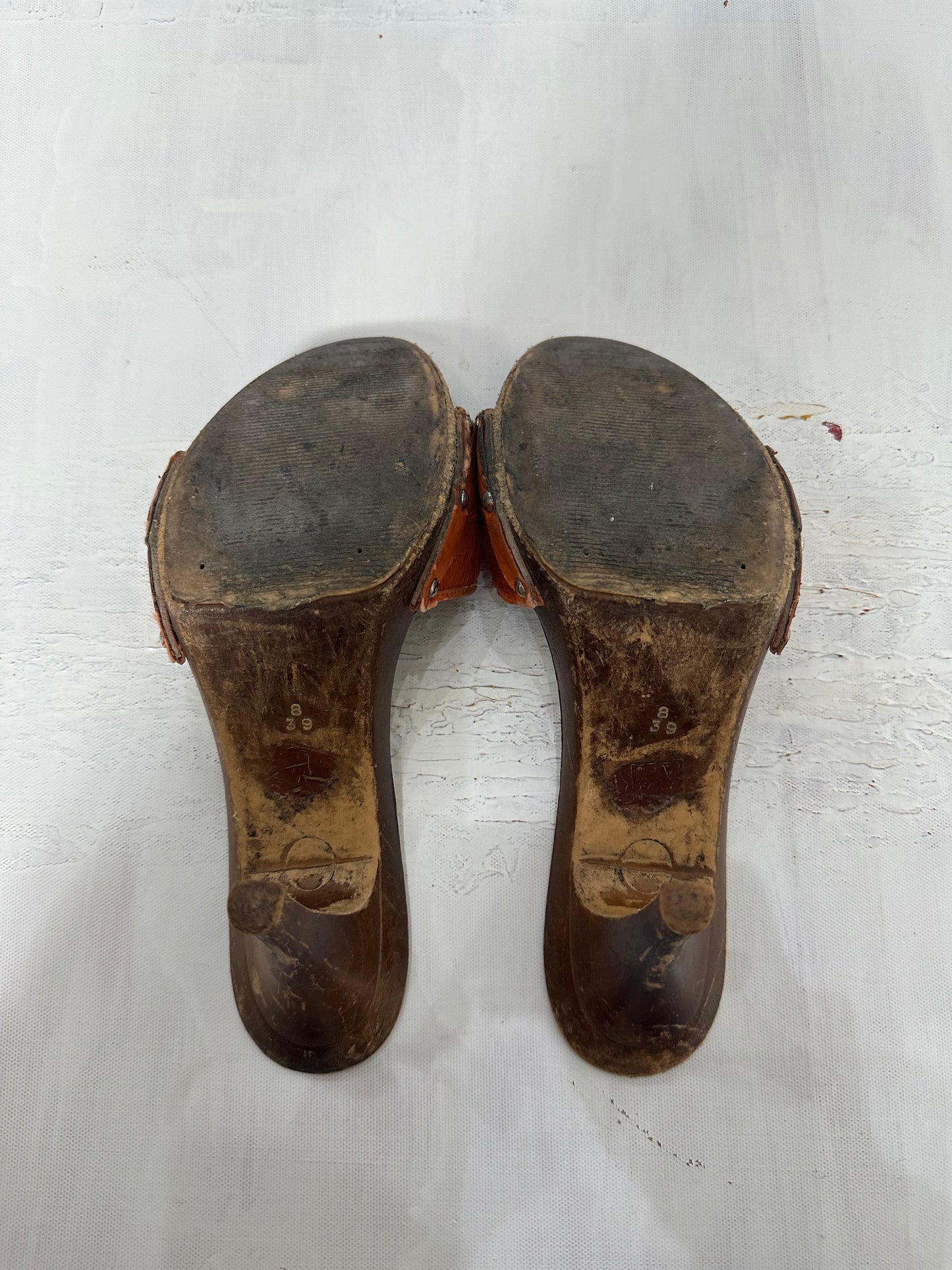 vintage edit twenty-one | orange fur heeled mules